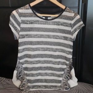 BCX Black & White knit and lace top